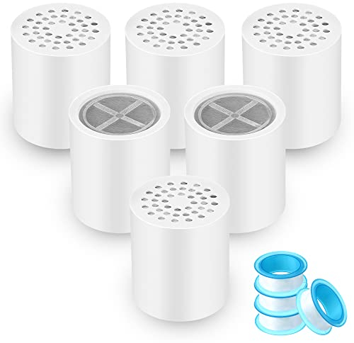 Enhon 6 Pack 20 Stage Shower Filter Replacement Cartridge, Shower Head Filter Refill for Hard Water to Remove Chlorine Fluoride Heavy Metal, High Output Bath Filter Cartridges for Skin Hair Healthy