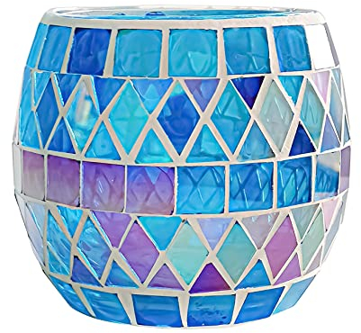 AiiBowy Teelichthalter, Kerzenhalter, Kerzenhaltersets, Glas Kerzenhalter, Kerze Dekorationen, Romantisch, Mosaik-Stil, Farbverlauf, Tischdekoration, Hochzeit, Party, Geburtstagsgeschenk Blau