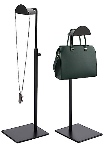 OLegei 2 Stück Handtaschenständer aus Metall, verstellbar, Höhe 34 – 59 cm, Halterung für Taschen, Halsketten für Geschäfte, Haus (Typ 1, schwarz)