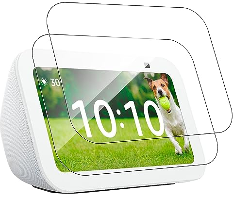 MEMELOKA Protector de Pantalla para Echo Show 5 (3.ª generación) 2023 5.5 Pulgada, 2 Piezas[Antiarañazos][Antihuellas][Alta Sensibilidad] 9H Dureza Cristal Templado Echo Show 5 (3.ª generación) 2023