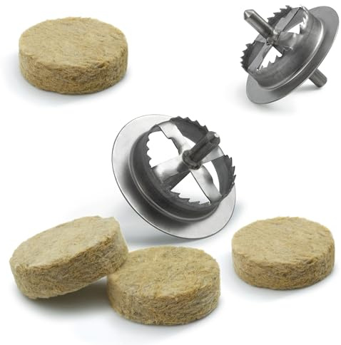 STRÜBER TRÜBER WDVS SET (Mineralwolle Rondelle 500 Stk. + Metall Fräser 1 Stk.) / Satz für Fassadendämmung/Wärmedämmung/Scheiben aus Mineralwolle/Abdeckkappen und Fräse | Fassadendämmung, Wärmedämmung, Mineralwollscheiben, Abdeckkappen, Fräse