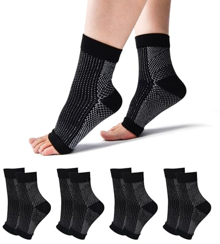 TOMILIOLD 4 Paar Kompressionssocken Damen Herren Medizinisch Socken, Orthopädische Kompressionssocken für Arthritis Gelenkschmerzen (Schwarz, 43-46)