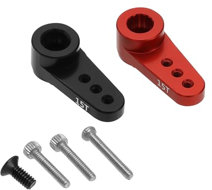ECSiNG 2 Sets Mini Servo-Arm RC Zubehör Upgrade Servoarm für Servo ES08MA II Teile aus Aluminiumlegierung, Schwarz und Rot