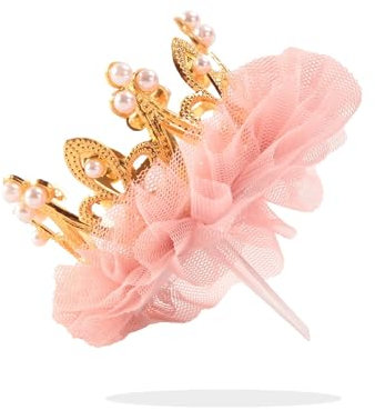 Nishine Vintage-Kronen-Kuchenaufsatz, Mini-Baby-Prinzessinnen-Netz-Krone, Tiara für Geburtstagsparty, Dekoration (Gold)