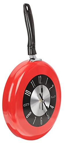 Zerodeko hängende Uhr Küchenuhr Bürodekoration Wohnkultur Bratpfanne Küchenwanduhr Pfannenförmige Wanduhr runden Dekorationen dekorative Uhr schmücken 3D Rostfreier Stahl