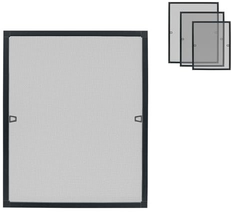 XINZI Fliegengitter Fenster mit Rahmen 100x120cm Insektenschutzgitter ohne Bohren Mückenfenster Insektenschutz Alurahmen Mückengitter Fliegenschutz Mückenschutz für Balkon Terrassen, Anthrazit