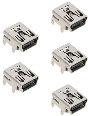 YINETTECH Mikrofon-Ladeanschluss, Mini-USB, 5-polig, 4-Bein-Dock-Anschluss, Ersatz-Ladeanschluss, Blockstecker, kompatibel mit Blue Yeti Classic Mikrofon, 5 Stück
