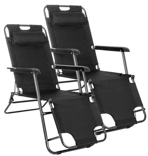 SPRINGOS Mittelgroße Gartenliegen Kopfstütze Armlehnen Fußableger 60 x 120 x 85 cm 2 Stück