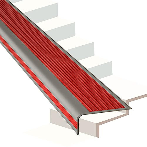 Treppenkantenprofil Treppenprofil Treppenkanten-Übergangsstreifen, 4 Zoll Flexibler Gummi-Treppenkantenkantenschutz, Holzstufen, Stufen, Nasenbesatz/Kappen mit Rutschfestigkeit und Klebeband, für Inn