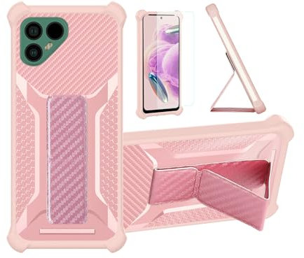 Aroepurt Hülle Für FairPhone 4 5G Hülle Case Handyhülle Schutzhülle Cover [mit gehärtetem Glas-Screen-Protector] Hybrid [Folding Support Magnetic] [Frosted Anti-Fingerprint] Rosa