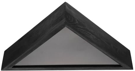 SEWACC Flaggenbox Vitrine, gefalteter Flaggenhalter, Flaggenrahmen, Vitrine aus Holz, Schattenbox, Wandhalterung, dreieckig, für amerikanische Veteranenflagge