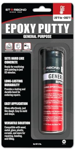 STARBOND 2 oz. Black Epoxy Putty Stick— General Purpose for Woodworking, Automotive, Home Repair, Plumbing, DIY Modeling