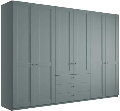 WIEMANN Drehtürenschrank mit 3 Schubkästen, Landhausstil Kleiderschrank 300cm breit, Salbeigrün, Höhe 216cm, Marlow