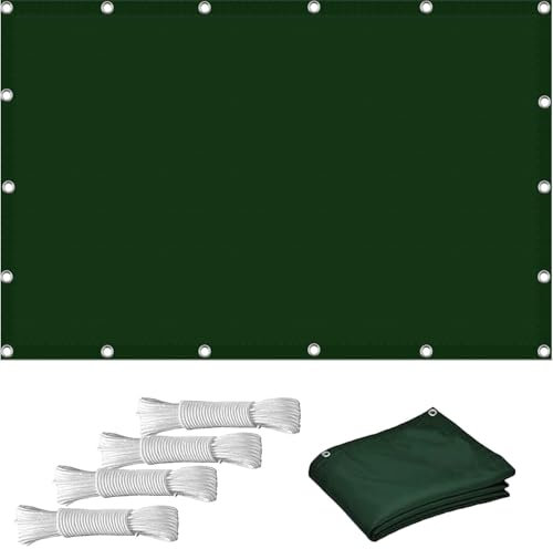 Couverture de Écran Jardin 2 x 2 m Intempéries Anti-UV, Rouille, Protection Solaire Résistante, Anti-Âge Imperméable Toile Ombrage avec 4 Corde Libre pour Jardin/Pergola, Vert Foncé