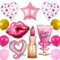 Spa Party Deko Ballons - 13 Stück Pink Fashion Cosmetic Luftballons, Lippenstift, Rote Lippen, Herzen, Sterne, Weinglas Heliumballon für Mädchen Geburtstags, Engagement, Hochzeit, Karneval