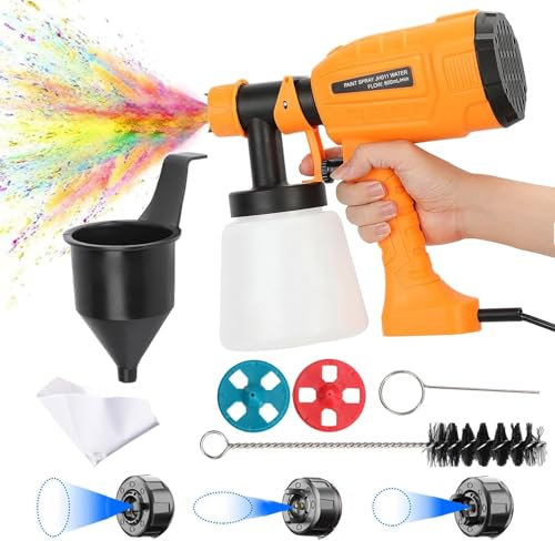 Fence Paint Sprayer, 700w High Power Long-Spray Distance, with 800ml Detachable Container, 3 Spray Patterns Garden Fence Sprayer, Paint Sprayer for Walls and Ceilings(Yellow)