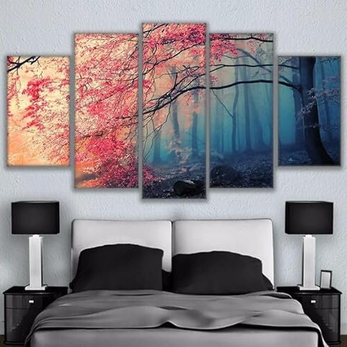 5 Pezzi Quadri Moderni Soggiorno Fiori di ciliegio Natura Arte Quadro Su Tela Decorazioni Camera Da Letto Bagno Cucina Ufficio Sala Da Pranzo (senza cornice)