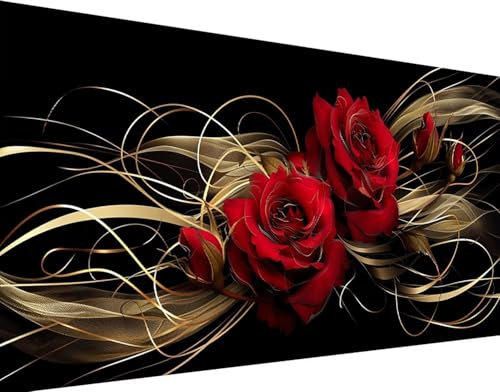 DIY 5D Diamond Painting Blume, Diamond Painting Erwachsene Groß XXL 40x80cm Rote Rose Diamant Painting Bilder Kinder Stickerei Kreuzstich Basteln Painting Set, Wand Zimmer Deko Geschenke für Damen H-Z