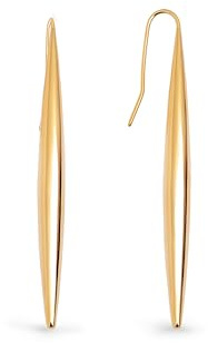 SINGULARU - Orecchini Irati. Acciaio con Finitura Placcata Oro 18Kt. Lunghi, Rigidi e Pendenti con Chiusura a Gancio. Gioielli per Donna