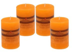 Steinhart Kerzen 4er Set Adventskerzen Raureif Orange 100/68 mm durchgefärbte Trend-Kerzen (Unscented, Indoor, Weihnachten)