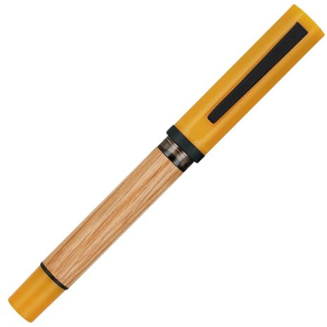 Jinhao 58 Füllfederhalter aus Holz, schwarzer Clip, feine Spitze, Tintenstift mit nachfüllbarem Tintenkonverter, glattes Schreibgerät (feine Spitze, Kurkuma)