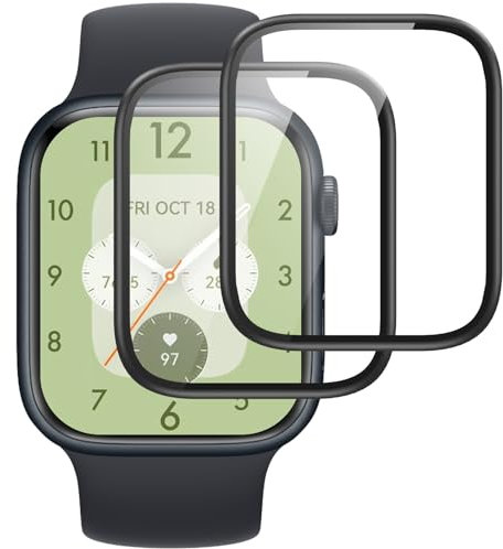 IQShield Protector de Pantalla para Apple Watch 45mm Series 9/8/7 Cristal Templado, 3D Cobertura Completa, Sin Burbujas, Sensible al Tacto, Vidrio Templado para iWatch 9, 2 Piezas