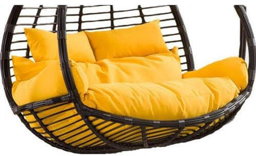 PPGE Home Hängendes Ei-Stuhlkissen Doppel Hängesessel Sitzkissen Dicker Schaukel Hängekorb Sitzkissen Für Patio Garden Outdoor Indoor Doppeltes Hängestuhl Polster Auflag(Color:Helles Gelb)