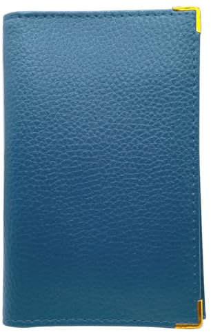 Charmoni - Porte Papiers Voiture - Forme 2 Volets - Pochette Permis De Conduire la Carte Grise Assurance Carte d'identité - Cuir - 15,5x10cm (Cuir, Bleu Ciel)
