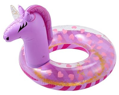 Schwimmring Kinder – Aufblasbarer Einhorn Schwimmreifen mit Glitzer, Dickes PVC Pool Schwimmring für Kinder, Sommer Wasserspielzeug für Strand, Schwimmbad, Urlaub & Partyzubehör