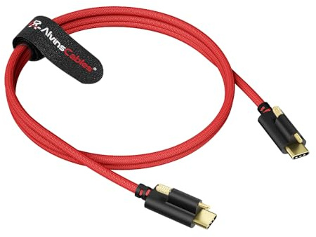 Alvin's Cables Ultra-flexibles Verriegelbares USB-C-auf-USB-C-Stromkabel für Blackmagic Pyxis Monitor, URSA Cine EVF, USB-C 3.2 10Gbps kabel für Blackmagic Pyxis 6K oder URSA Cine 12K 1M Rot