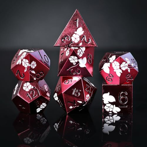 Elifel Metall DND Würfel Set 7 D4, D6, D8, D10, D12, D20, D%, Polyedrische Metallische D&D-Würfel für Dungeons and Dragons Pathfinder Rollenspiele Tischspiele RPG MTG