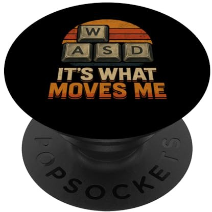 Nerds Geeks Funny PC Gamer Vintage WASD It's What Moves Me PopSockets Klebender PopGrip