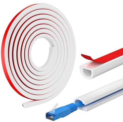 TTNBrizzel kabelkanal weiß selbstklebend kabelkanal flexibel weiß mini kabelkanal Kabelleiste Kabeltunnel rund,Cable Hider,Kabelkanäle für alle Netzkabel in Haushalt 2M