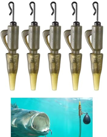 JWJDSAK Carp Fishing Safety Running Clip Kit - 5 PCS Camo Rig Clips for Terminal Tackle, Bait & Hook Retention with Quick Release Design