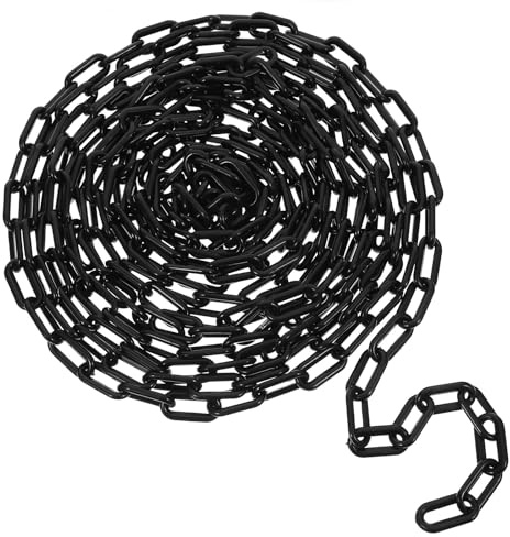 GETAJGHSD Vorsicht Sicherheitskette Kunststoff 10m Warnkette Absperrkette Schwarz 8mm Gliederkette für Baustellen Parkplätze und Absperrungen