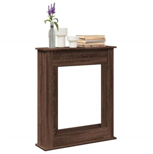 Nqyjm Kaminumrandung Braun Eichen-Optik 75x20x87,5 cm Holzwerkstoff für Wohnzimmer
