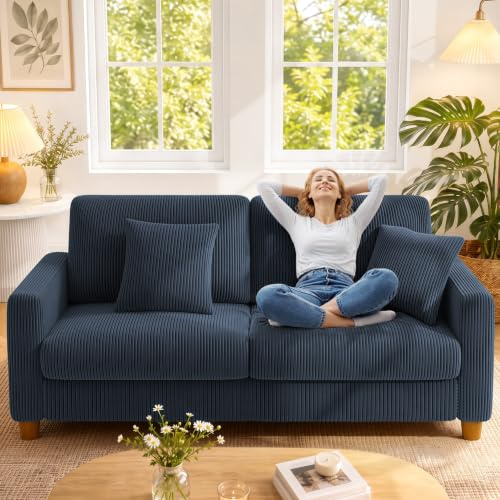 Kidirect Cord Sofa 3 Sitzer, 178CM Bequemes Couch 3 Sitzer, Sofa Wohnzimmer