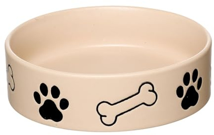Ritzenhoff & Breker Mika Dog Hundenapf 2er Set | 850 ml, ⌀ 18 cm | Futternapf und Wasserschüssel für mittelgroße Hunde | Steingut, Spülmaschinengeeignet | Beige