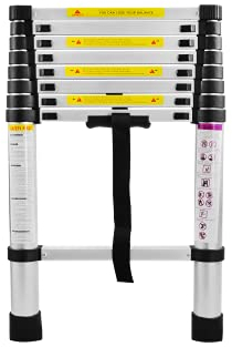 SAILUN® Teleskopleiter Ausziehleiter aus hochwertigem Alu Teleskop-Design Mehrzweckleiter, 9 Sprossen - 74cm bis 2,60m Anlegeleiter, 150 kg Belastbarkeit (2,6m)