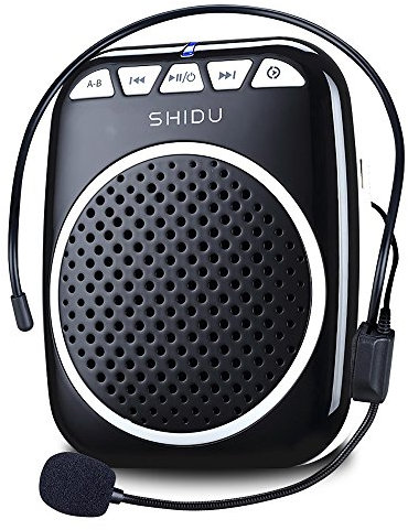 Portable Voice Amplifier, Shidu Voice Amplifer with headset microphone voice amplifier for teachers, Coacher, Tour Guides, Sales Promoters and more