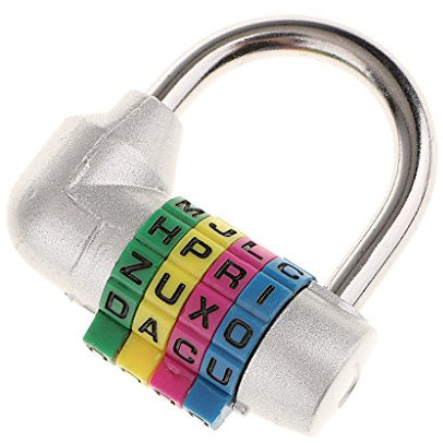 Sharplace Cadenas à Combinaison, Réarmable à 4 Lettres pour Valise, Coffre à Outils, Casier Sportif, à Outils, Argent, 56mm