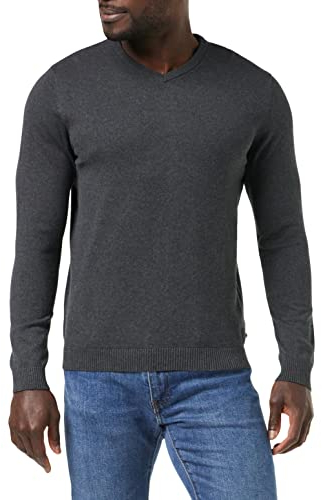 JACK & JONES Pull en Maille Col en V Dark Grey Melange L Dark Grey Melange L
