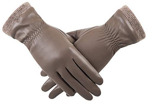 REDESS Winter Lederhandschuhe für Frauen, Wolle Fleece gefüttert warme Handschuhe, Touchscreen Texting Dicke thermische Schnee Fahrhandschuhe