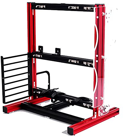 Bewinner M-ATX ATX ITX Conjunto de chasis de Placa Base, disipación de Calor de Marco Desnudo Diseño de chasis Abierto, 7 Puertos PCI 2.5/3.5 Pulgadas Bastidor de chasis de Disco Duro extendido(Rojo)
