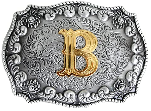 Herren-Gürtelschnallen, englischer Buchstabe in 3D, Westernstil, Cowboy-Alphabet, Initiale, Gürtelschnallen für Herren Gr. onesize, B
