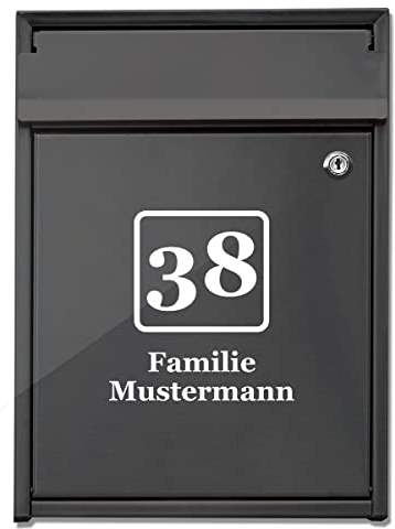 foliado® Hausnummer Familienname Straße für Briefkasten als selbstklebender Aufkleber Milchglasfolie, farbige Folie für Haustür Glasdekor Namensschild | Größe bis 15 cm | #APD-016