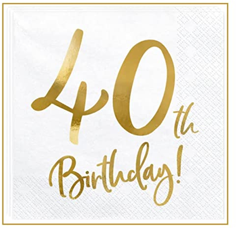 20 Stück Servietten 40 Geburtstag Tischdeko 40. Geburtstag Mann Frau Papierserviette Zahl 40 Gold