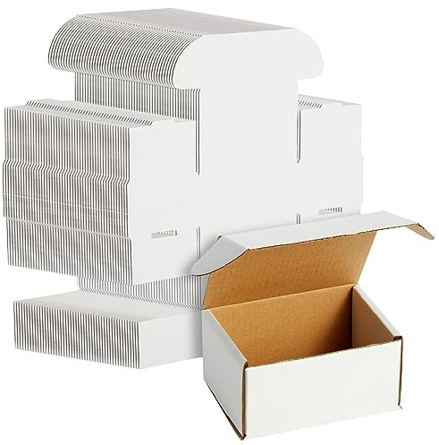 Stockroom Plus Mailing Box - 50 Pack, White, 4 x 3 x 2 Inch Corrugated Cardboard - Foldable Business Card Boxes & Mailers for Storage, Transit & Moving