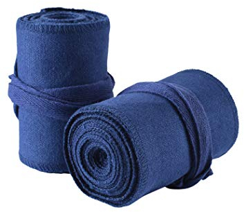 Battle-Merchant Mittelalter Wadenwickel für Damen und Herren, Paar, aus Canvas/Segeltuch für Mittelalterhose, Wikingerhose, Baumwolle, Beinwickel, Wikinger, LARP, Haithabu, blau