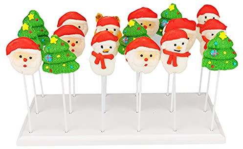 NANGOPOP Cake-Pop-Ständer aus Holz – 18-Loch-Lutscher-Halter, Süßigkeiten- oder Saugnapf-Ständer für Desserttisch für Hochzeit, Dusche, Geburtstagsparty, Weiß, passend für 4 mm Lutscherstäbchen